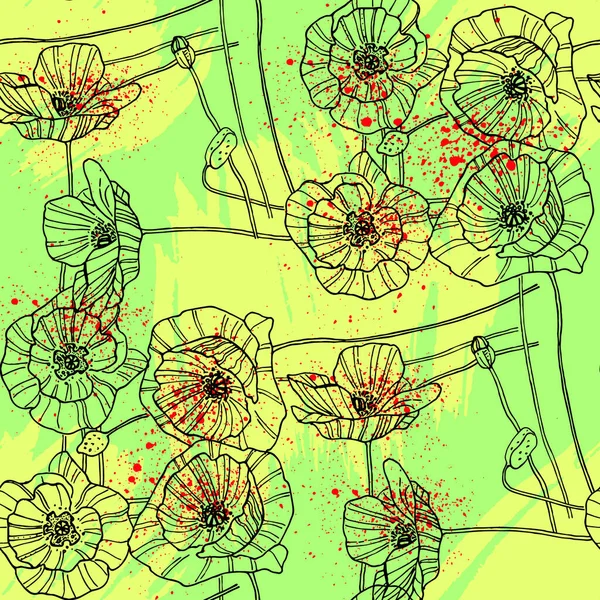 Muster Von Mohnblumen Florale Abstrakte Nahtlose Muster Vektordesign Für Unterschiedliche — Stockvektor