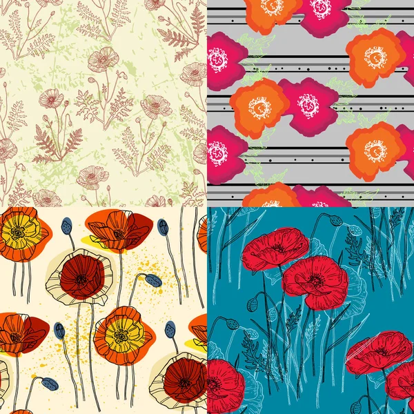 Patrón Flores Amapola Patrones Florales Abstractos Sin Costura Diseño Vectorial — Archivo Imágenes Vectoriales