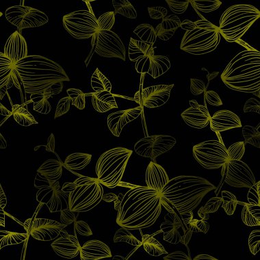 Kusursuz okaliptüs yaprakları. Çiçekli botanik çiçeği. Arkaplan, doku, ambalaj deseni, çerçeve veya kenar çizimi için vektör el.