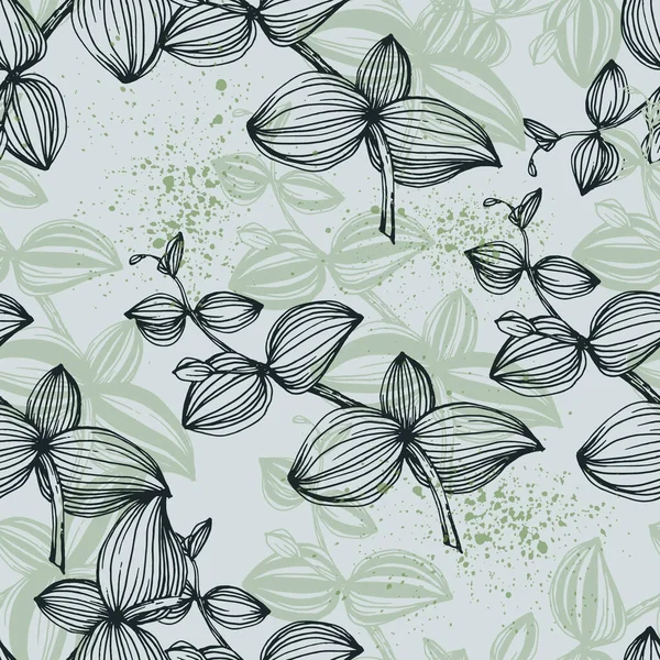 Nahtlose Eukalyptusblätter Florale Botanische Blume Vektor Handzeichnung Wildflower Für Hintergrund — Stockvektor