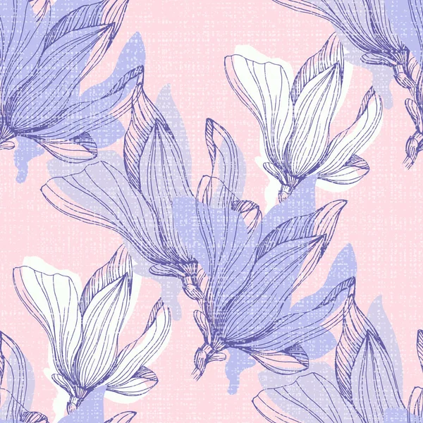Patrón Floral Sin Costuras Magnolia Flores Hojas Fondo Elemento Diseño — Archivo Imágenes Vectoriales