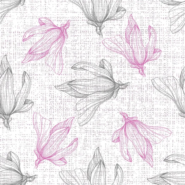 Kusursuz Çiçek Deseni Magnolia Çiçekleri Yaprakları Tebrik Kartları Düğün Kartları — Stok Vektör