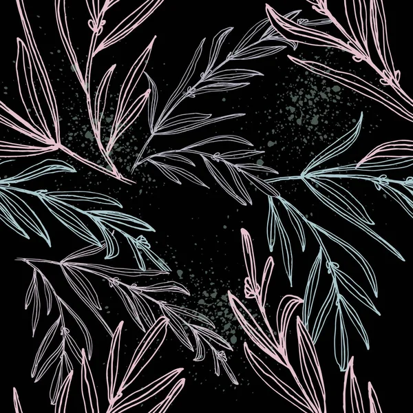 Lavendelblüten Illustration Mit Lavendel Und Nahtlosem Muster Hintergrund Nahtlose Muster — Stockvektor