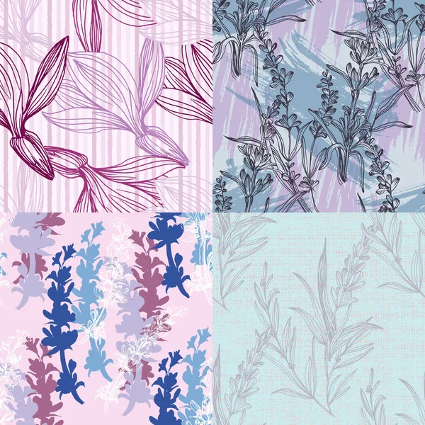Lavender Flowers Illustration Lavender Seamless Pattern Background Seamless Pattern Fabric — Stock Vector