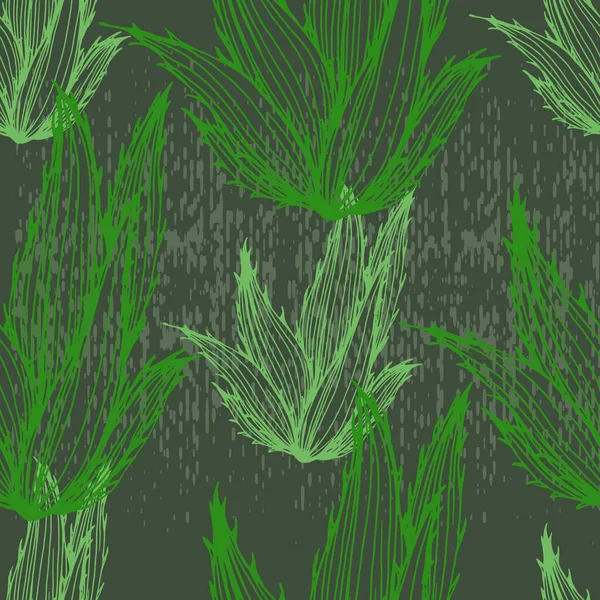 異なるサボテンとベクトルシームレスパターン 鮮やかな緑色のサボテンと繰り返し食感 ファブリック 紙や他の印刷やWebプロジェクトのための砂漠の植物と自然手描きの背景 — ストックベクタ