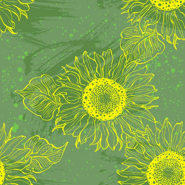Patrón Sin Costuras Con Flores Amarillas Patrones Sin Costura Girasol — Archivo Imágenes Vectoriales