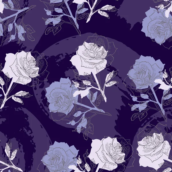 Vektornahtloses Muster Mit Rosenblüten Handgezeichnete Florale Blütenornamente Skizzenstil Geeignet Für — Stockvektor
