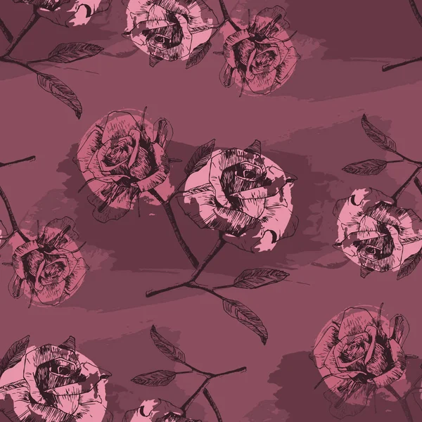 Padrão Sem Costura Vetorial Com Flores Rosa Ornamento Repetição Floral — Vetor de Stock