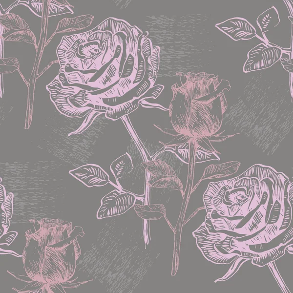 Vektorový Bezešvý Vzor Růžovými Květy Ručně Kreslené Květinové Opakování Ornament — Stockový vektor