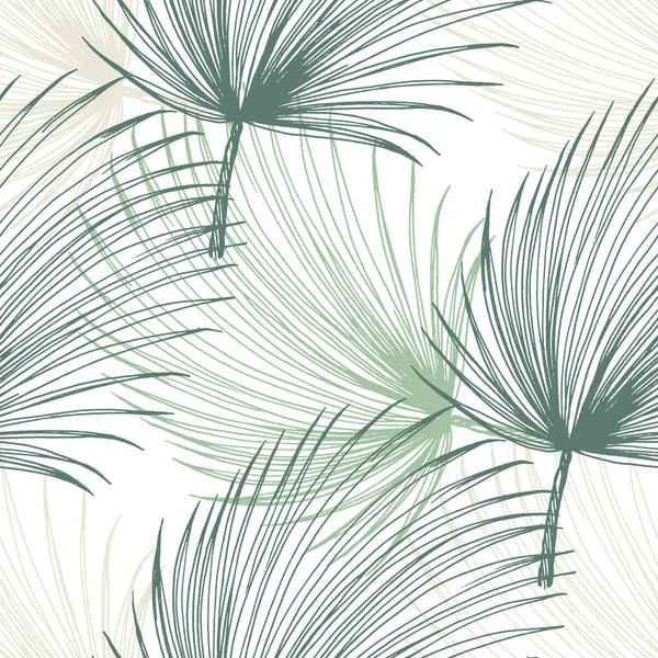 Vector Naadloos Patroon Met Palmbladeren Handgetekende Tropische Herhaling Ornament Van — Stockvector