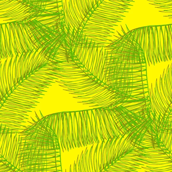 Vector Naadloos Patroon Met Palmbladeren Handgetekende Tropische Herhaling Ornament Van — Stockvector