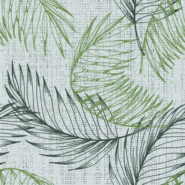 Vektorový Bezešvý Vzor Palmovými Listy Ručně Kreslené Tropické Opakování Ornament — Stockový vektor