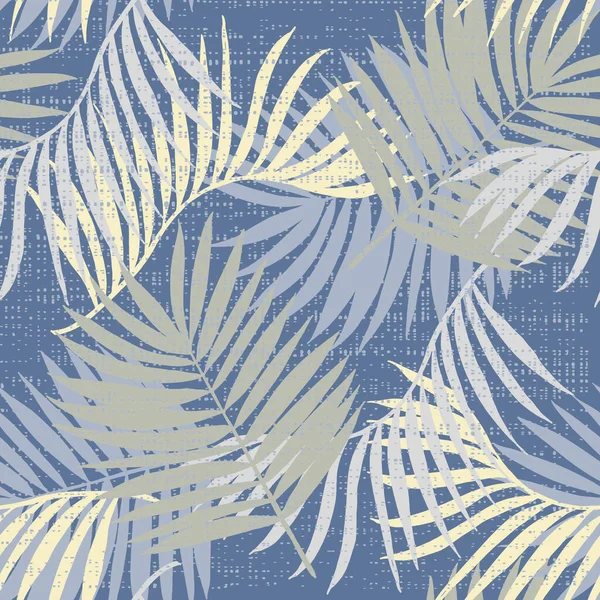 Patrón Sin Costura Vectorial Con Hojas Palma Ornamento Tropical Dibujado — Archivo Imágenes Vectoriales