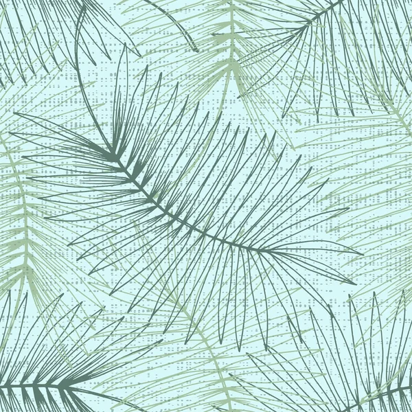 ヤシの葉とベクトルシームレスパターン 手のスケッチスタイルで花の熱帯繰り返しの装飾を描いた 包装紙 カバー 織物に使用できます — ストックベクタ