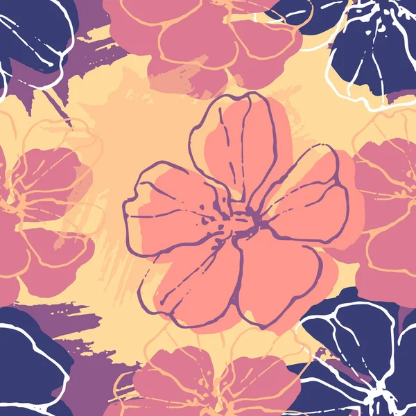 Modèle Sans Couture Sakura Avec Fleur Cerisier Illustration Vectorielle Vintage — Image vectorielle