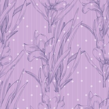 Elle çizilmiş lavanta desensiz çiçekler. Yüzey desenli tasarım. Zarif lavanta arkaplan. Klasik eskiz. Botanik illüstrasyon. Vektör deseni veya kart tasarımı.