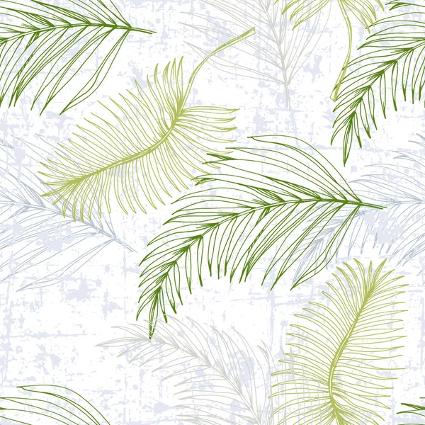 Элегантный Бесшовный Узор Зеленым Ручным Рисунком Тропических Листьев Современный Коллаж — стоковый вектор