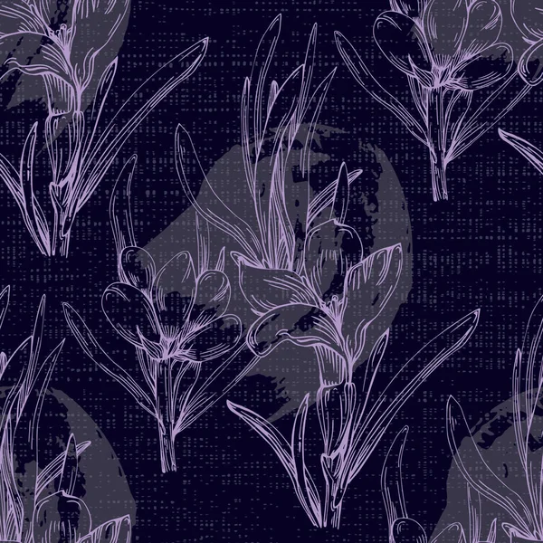 Handgezeichnete Lavendel Nahtlose Blumen Wiederholen Muster Oberflächengestaltung Eleganter Lavendelhintergrund Vintage — Stockvektor
