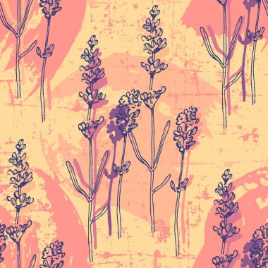 Lavanta desenli. Kumaş, kağıt ve diğer yazdırma ve web projeleri için kusursuz desen.