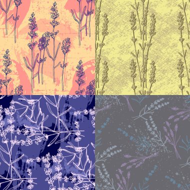 Lavanta desenli. Kumaş, kağıt ve diğer yazdırma ve web projeleri için kusursuz desen.