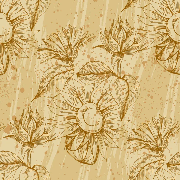 Patrón Sin Costuras Con Flores Amarillas Diseño Papel Pintado Lujo — Vector de stock
