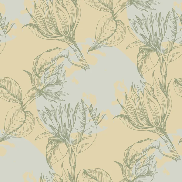 Nahtloses Muster Mit Gelben Blüten Sonnenblumenlinie Kunst Luxus Tapeten Design — Stockvektor