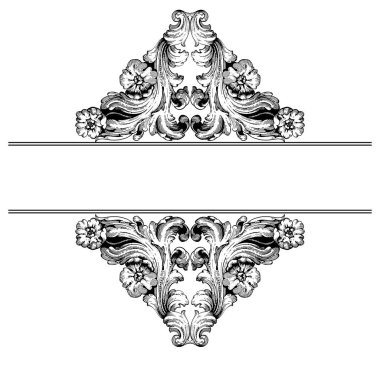 Tasarım için klasik elementlerin vektör barok 'u. Süs ve Grafik Tasarımı Ögesi Olarak Barok Parşömeni