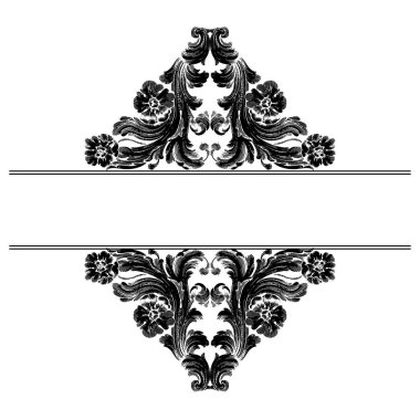 Tasarım için klasik elementlerin vektör barok 'u. Süs ve Grafik Tasarımı Ögesi Olarak Barok Parşömeni