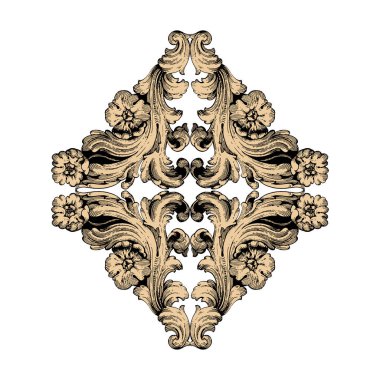 Tasarım için klasik elementlerin vektör barok 'u. Süs ve Grafik Tasarımı Ögesi Olarak Barok Parşömeni