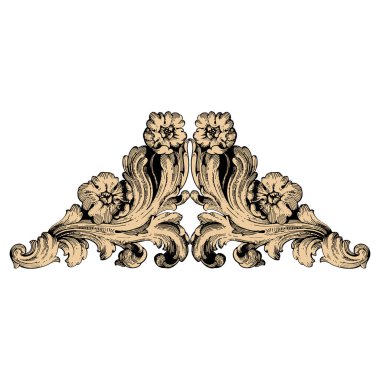 Tasarım için klasik elementlerin vektör barok 'u. Süs ve Grafik Tasarımı Ögesi Olarak Barok Parşömeni