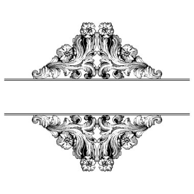Tasarım için klasik elementlerin vektör barok 'u. Süs ve Grafik Tasarımı Ögesi Olarak Barok Parşömeni