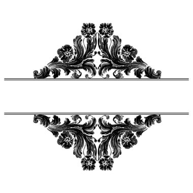 Tasarım için klasik elementlerin vektör barok 'u. Süs ve Grafik Tasarımı Ögesi Olarak Barok Parşömeni