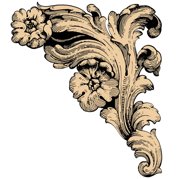 디자인을 빈티지 요소의 바로크 Baroque Scroll Element Ornament Graphic Design — 스톡 벡터