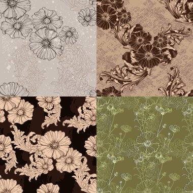 Geleneksel çiçek desenli, İtalyan klasik süsü. Kraliyet Viktorya dönemi duvar kâğıdı, lüks tekstil. Duvar kağıtları, tekstil, ambalaj, lüks ürünlerin tasarımı için Damascus biçimi