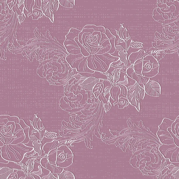 Tradition Motif Floral Sans Couture Damassé Ornement Vintage Papier Peint — Image vectorielle