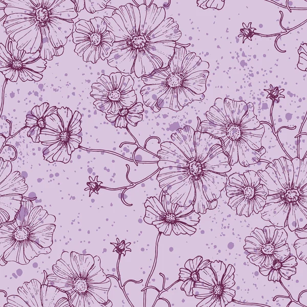 Botanical Background Trendy Wildflowers Minimalist Flowers Wall Decoration Wedding Hand — Stock Vector