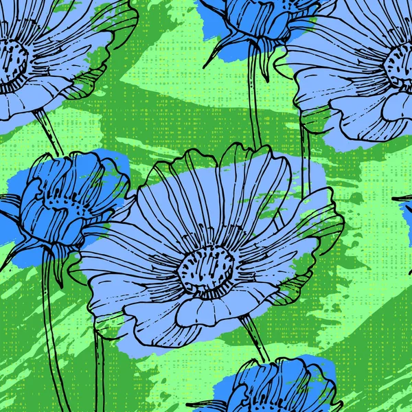 Botanischer Hintergrund Mit Trendigen Wildblumen Und Minimalistischen Blumen Für Wanddekoration — Stockvektor