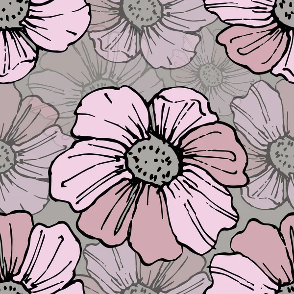 Fond Botanique Avec Des Fleurs Sauvages Mode Des Fleurs Minimalistes — Image vectorielle