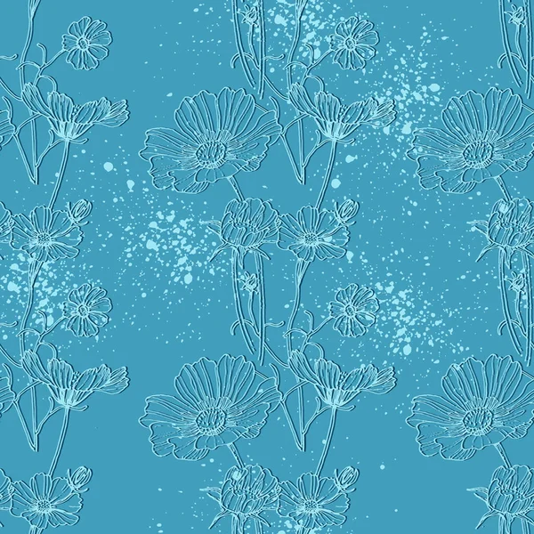 Botanické Pozadí Módními Divokými Květinami Minimalistickými Květinami Pro Dekoraci Stěn — Stockový vektor