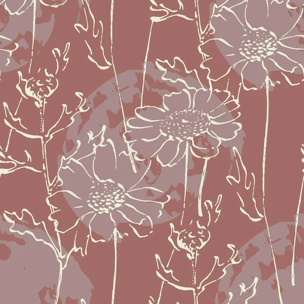 Botanischer Hintergrund Gänseblümchen Mit Trendigen Wildblumen Und Minimalistischen Blumen Für — Stockvektor
