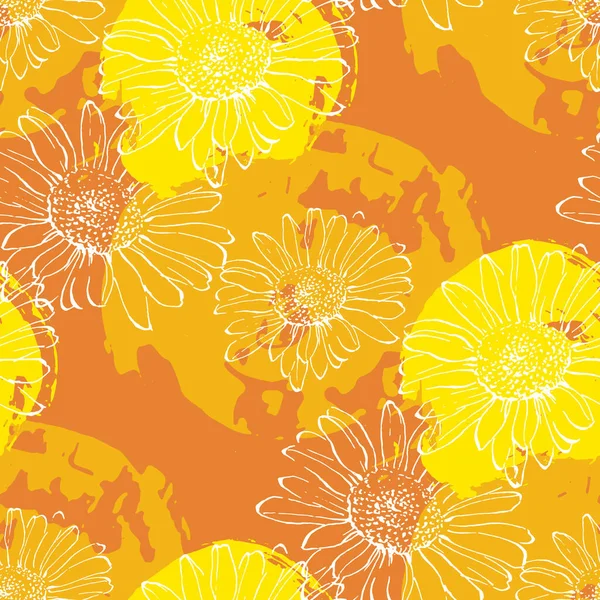Botanischer Hintergrund Gänseblümchen Mit Trendigen Wildblumen Und Minimalistischen Blumen Für — Stockvektor