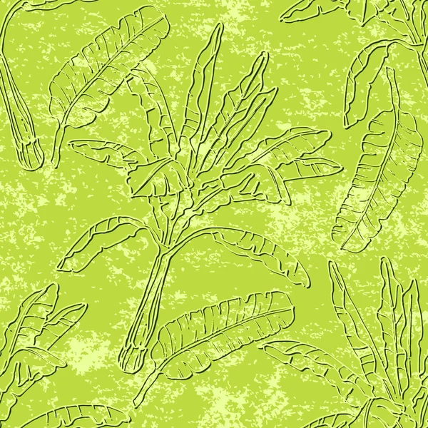 Тропічне Листя Банана Безшовний Візерунок Рука Намальована Тропічне Дерево — стоковий вектор