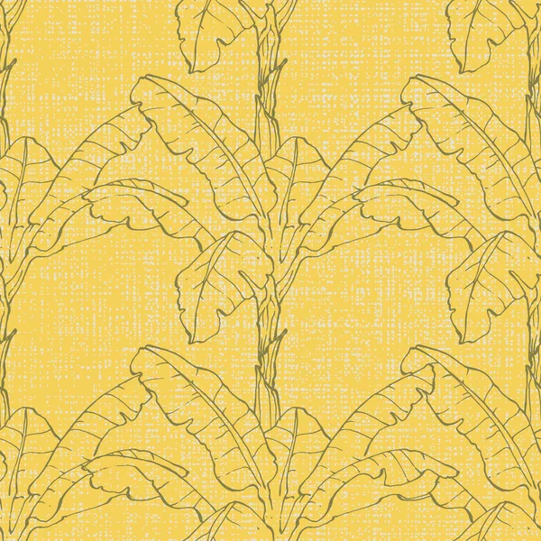 热带香蕉叶子无缝图案手绘热带树 — 图库矢量图片