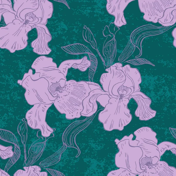 Iris Patrones Sin Costura Botánico Para Papel Envolver Textil Papel — Archivo Imágenes Vectoriales
