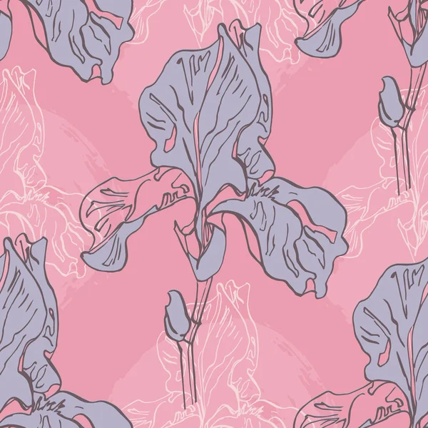 Iris Patrones Sin Costura Botánico Para Papel Envolver Textil Papel — Archivo Imágenes Vectoriales