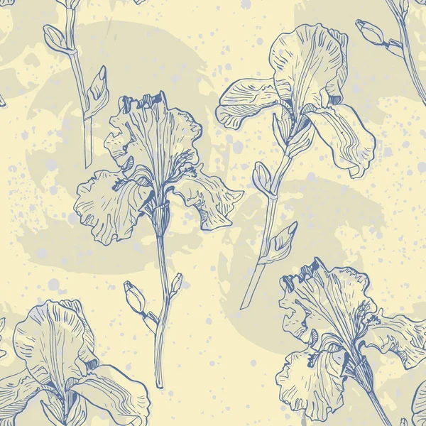 Iris Nahtlose Muster Botanical Für Packpapier Textilien Und Tapeten Vintage — Stockvektor