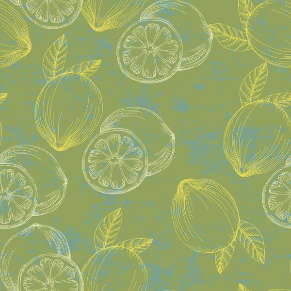 Modèle Citron Sans Couture Avec Des Fruits Tropiques Illustration Vectorielle — Image vectorielle