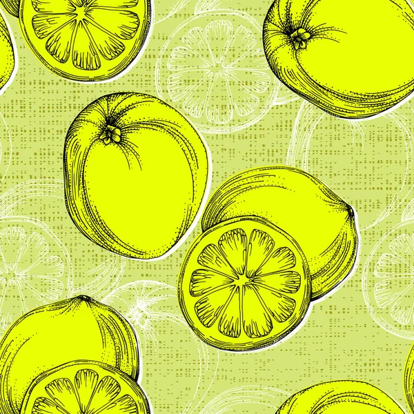 Modèle Citron Sans Couture Avec Des Fruits Tropiques Illustration Vectorielle — Image vectorielle