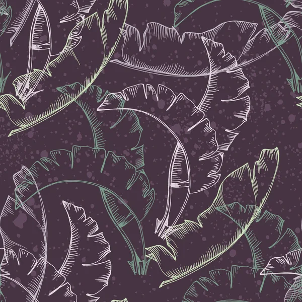 熱帯の葉はシームレスなパターンを残しています ジャングルベクター花柄の背景 デザインと織物のための近代的な植物 — ストックベクタ