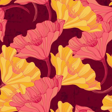 Haşhaş desenli. Beyaz arka planda gelincikler. Tekstil, duvar kâğıtları, baskılar ve web tasarımı için kullanılabilir.